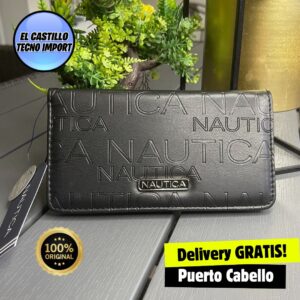Tarjetero Nautica Negro Relieve